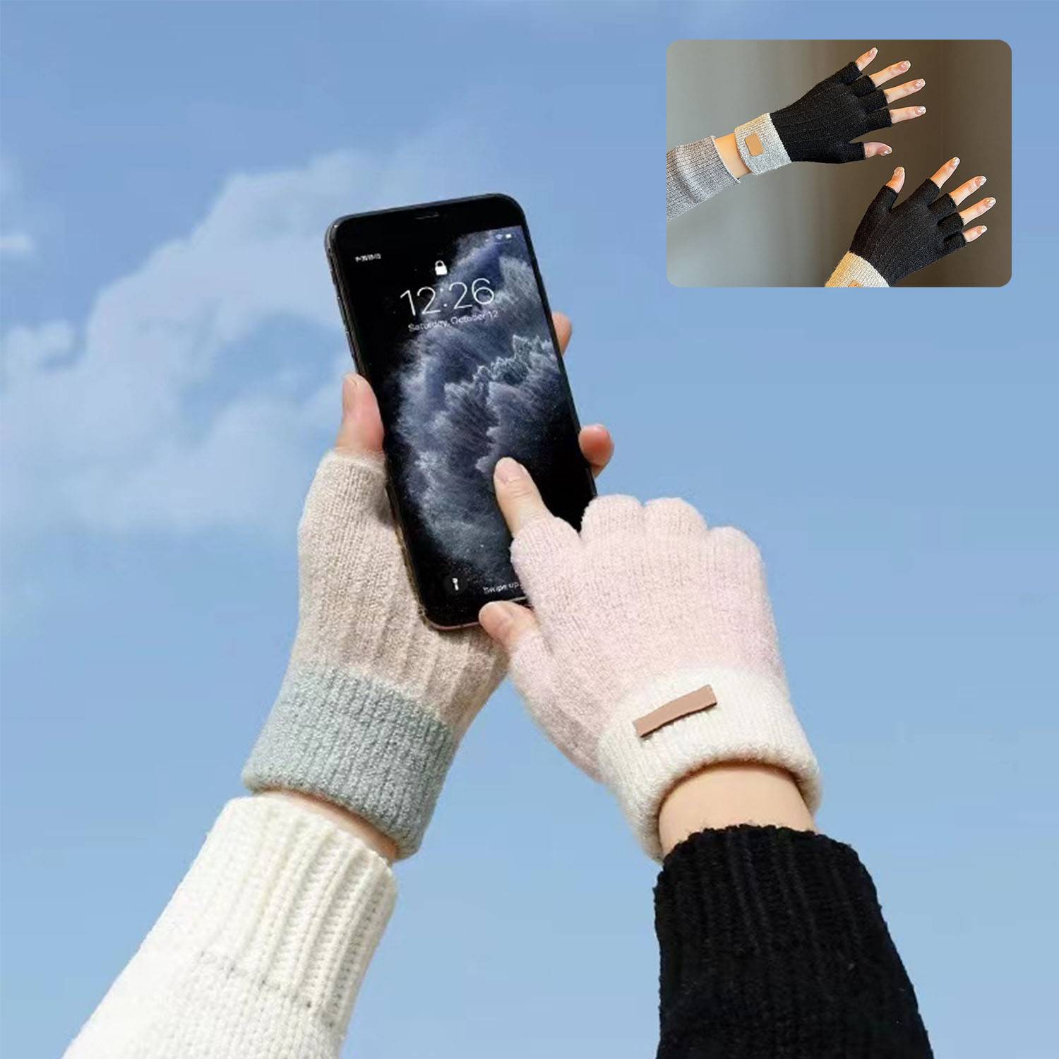 Women Fingerless nitted Gloves 9