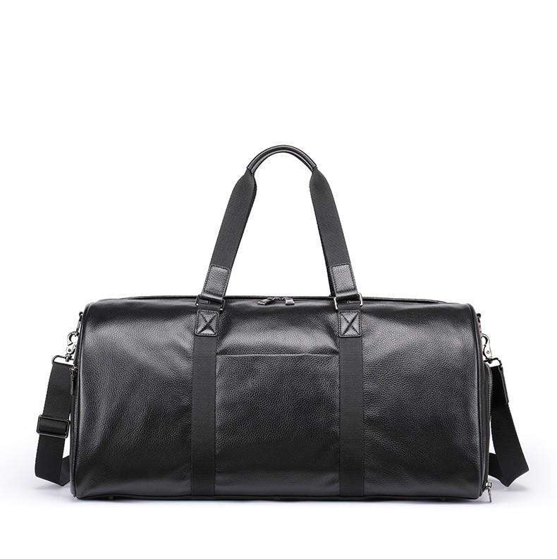 Genuine Leather Travel Weekender Duffel Bag for Men, custom luggage with logo imprint 4