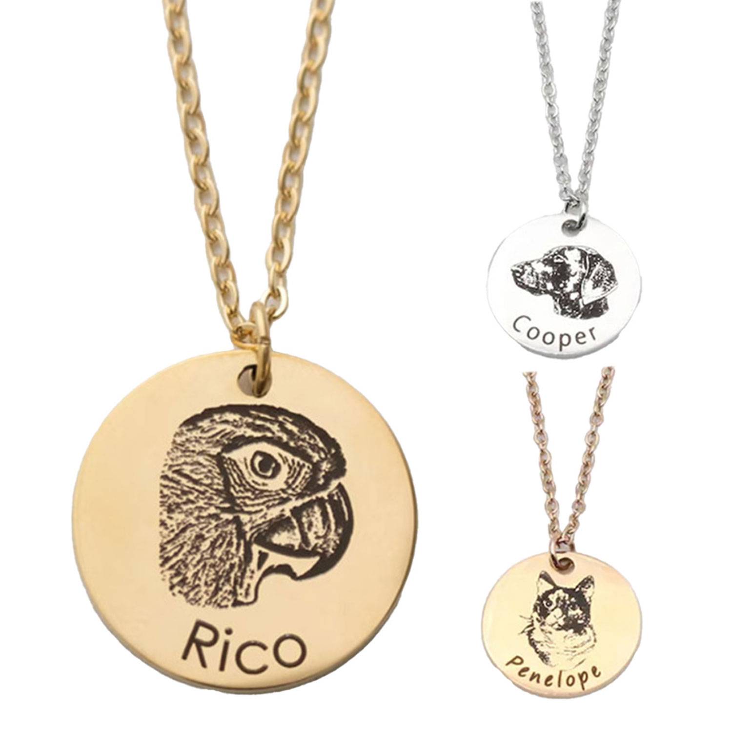 Custom Stainless Steel Pet Portrait Necklace 2