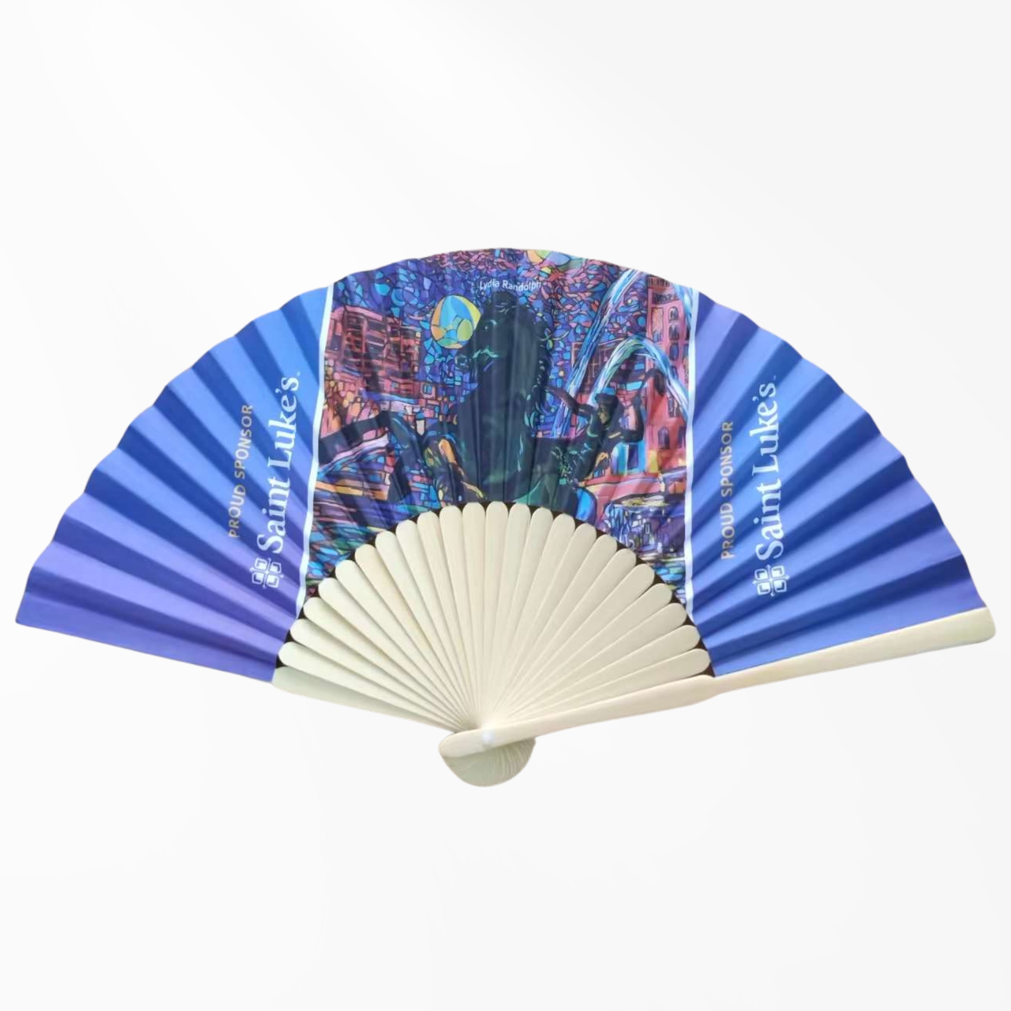 Fancy Bamboo Hand Fan - Full Color 21