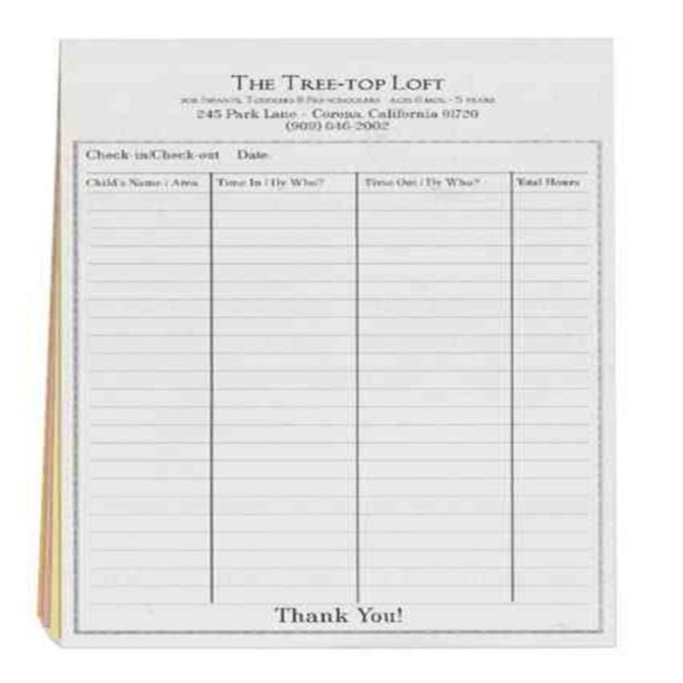5 1/2" x 8 1/2" Two sides, three sheet, Custom Printed NCR Forms 1
