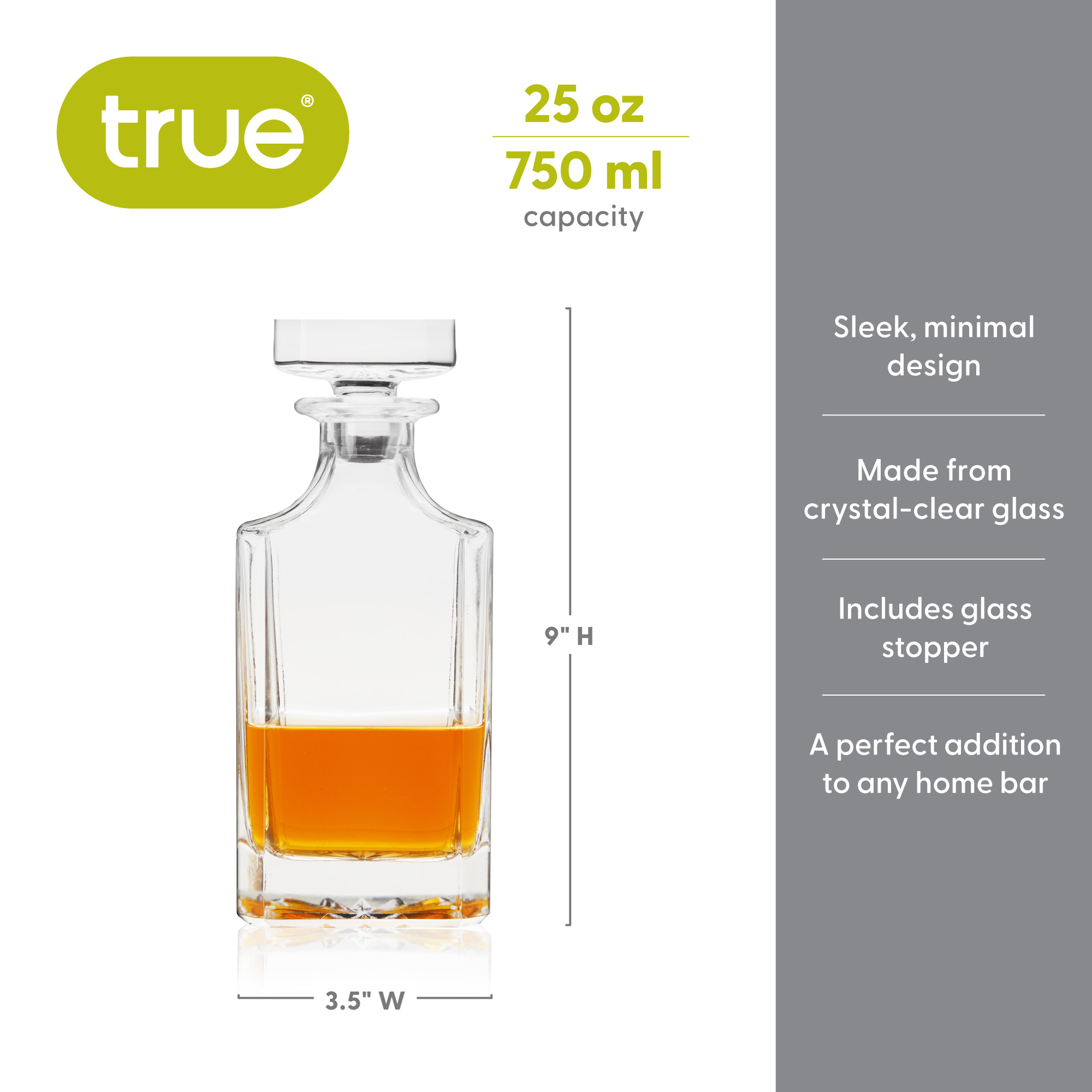 True® Clarity 750ml Spirits Decanter 8