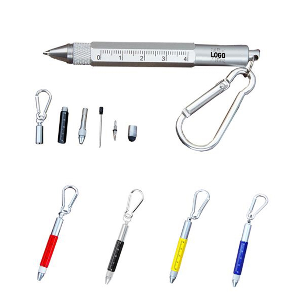 6 In 1 Metal Tool Pen With Carabiner 4