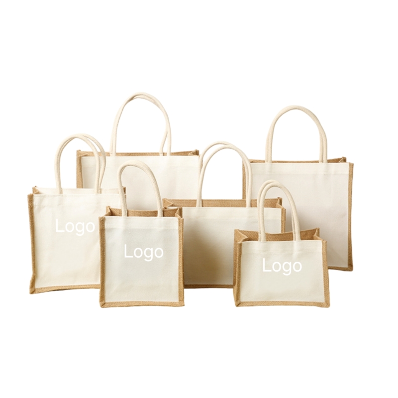 Burlap Tote Bags(11 13/16" W x 11 13/16" H x 4 3/4" G) 2