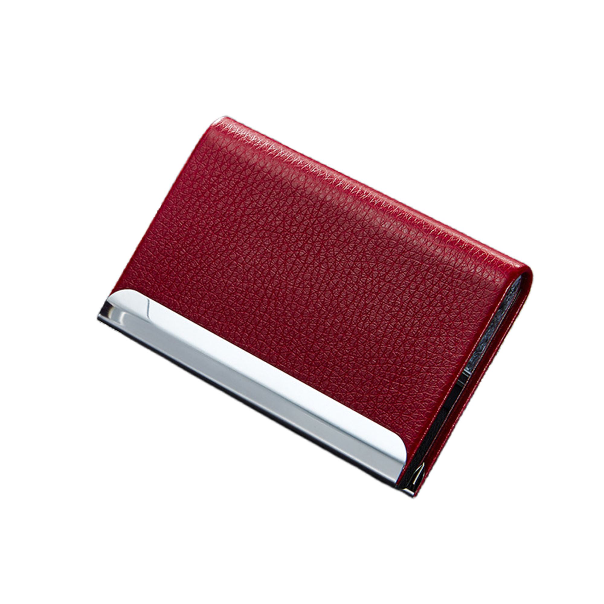 PU Leather Metal Insert Thick Large Capacity Business Card Holder 4