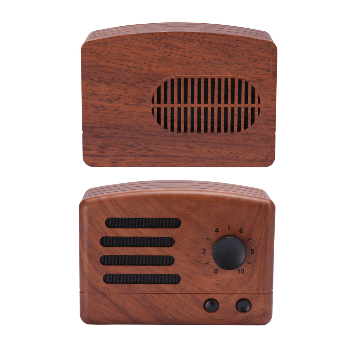 Retro Wood Grain Bluetooth Speaker with Volume Dial 4