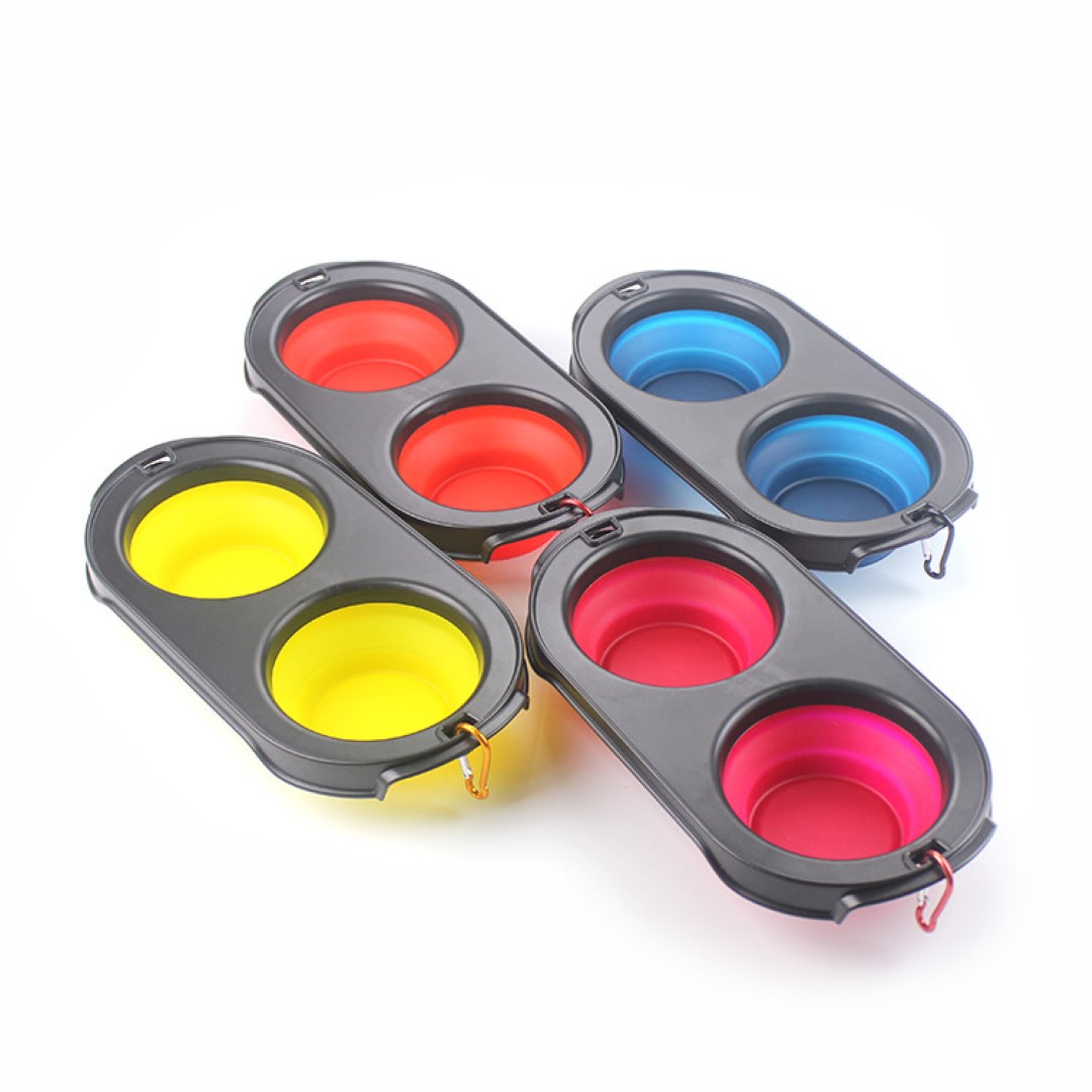 Pet Double Bowl Foldable Travel Feeder 3