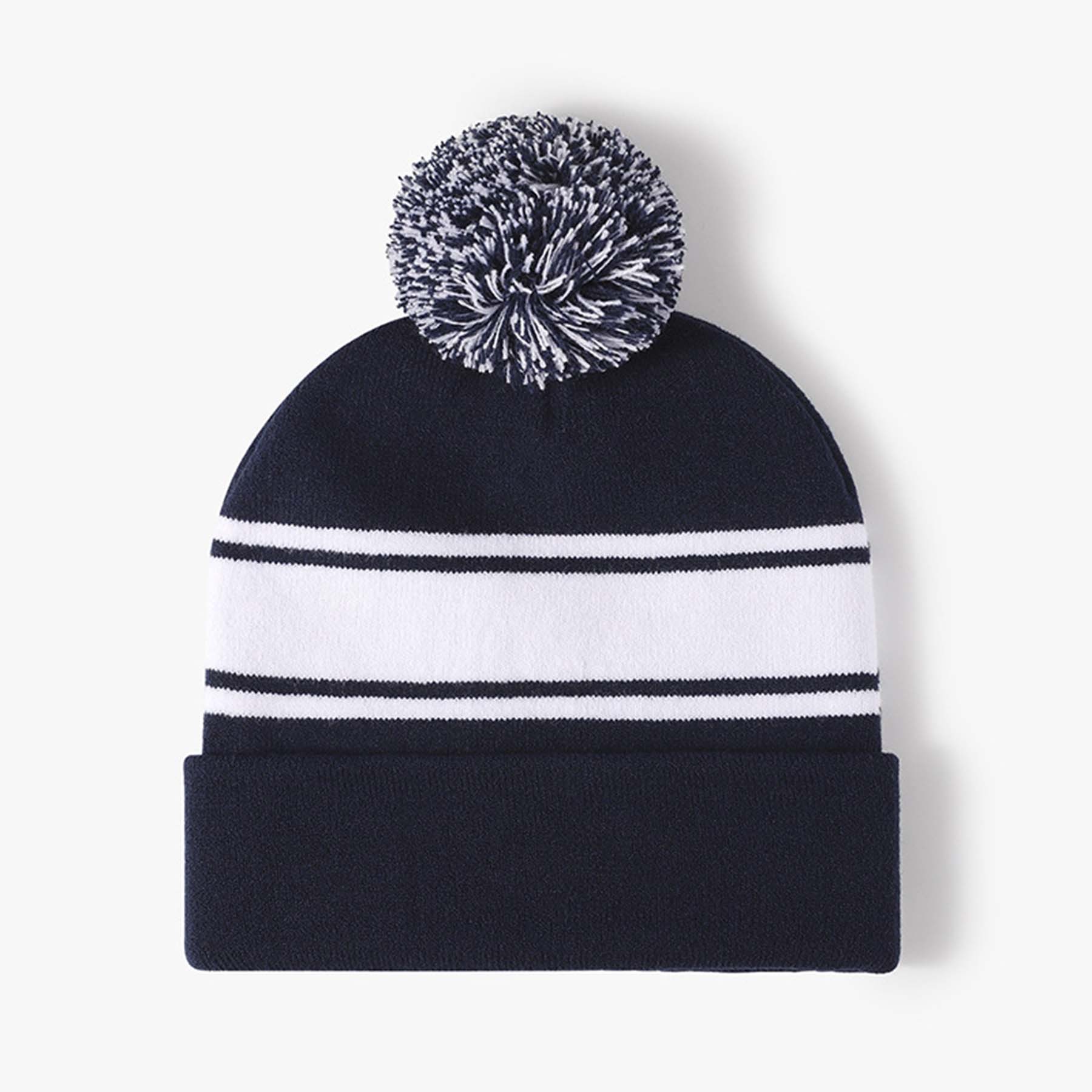 Pom Pom Knit Cuffed Cap 8