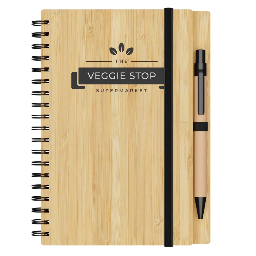 Small Engraved Bamboo Notebook & Pen 3