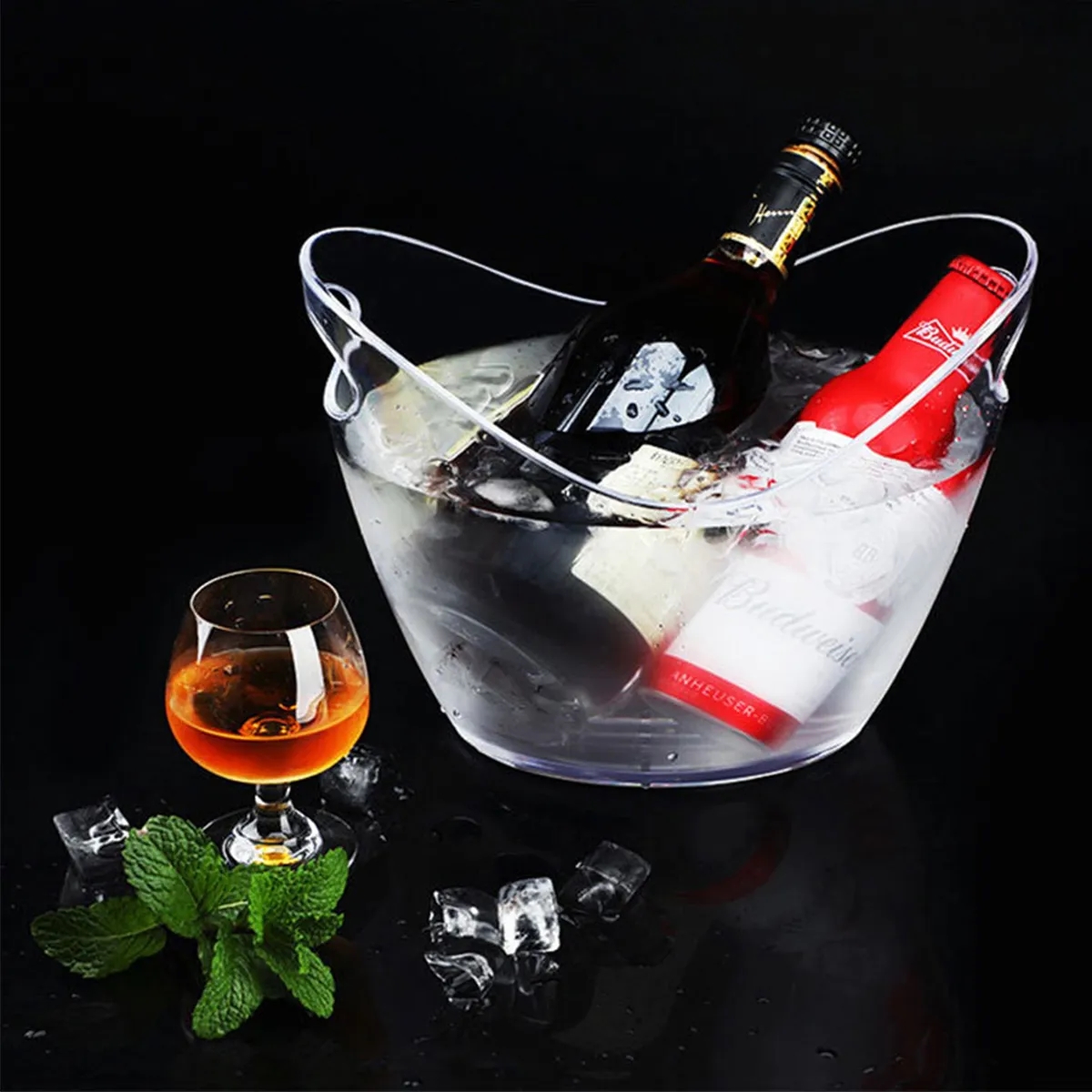 9L Clear Acrylic Ice Bucket with Handles 5