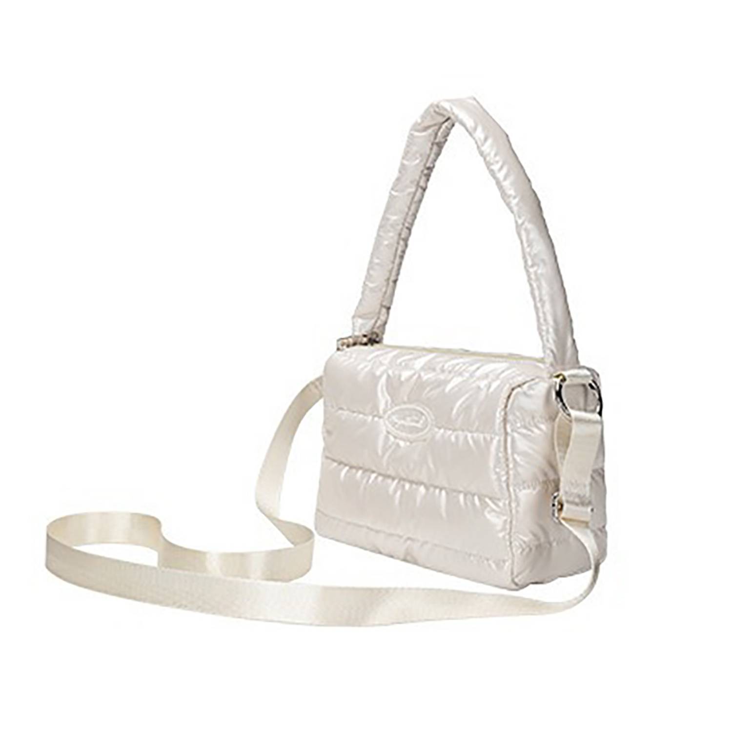 Zipper Top Cotton Quilted Puffer Crossbody Tote Bag 2