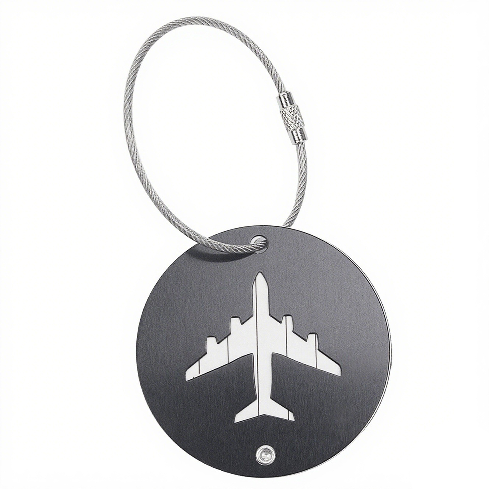Round Aluminum Alloy Luggage Identification Tag 2.36" 8