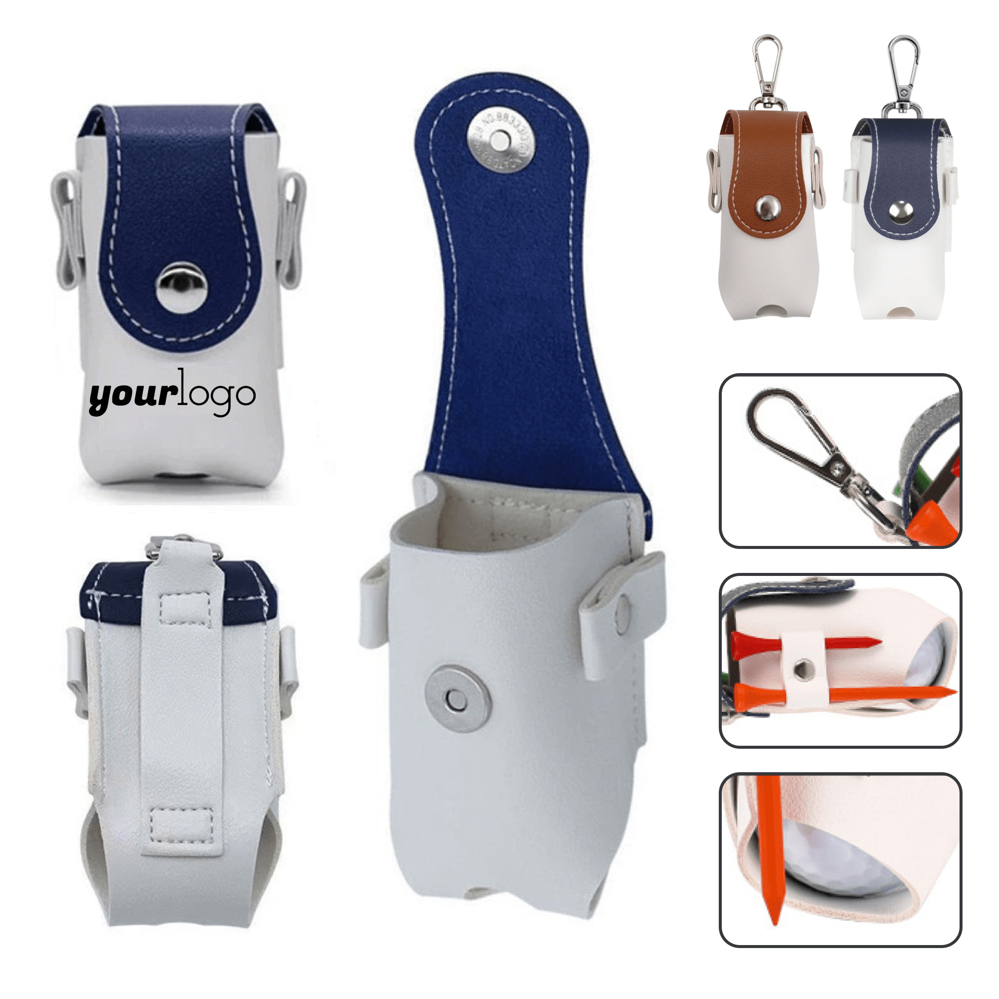 Compact PU Leather Magnetic Golf Ball & Tee Pouch 2
