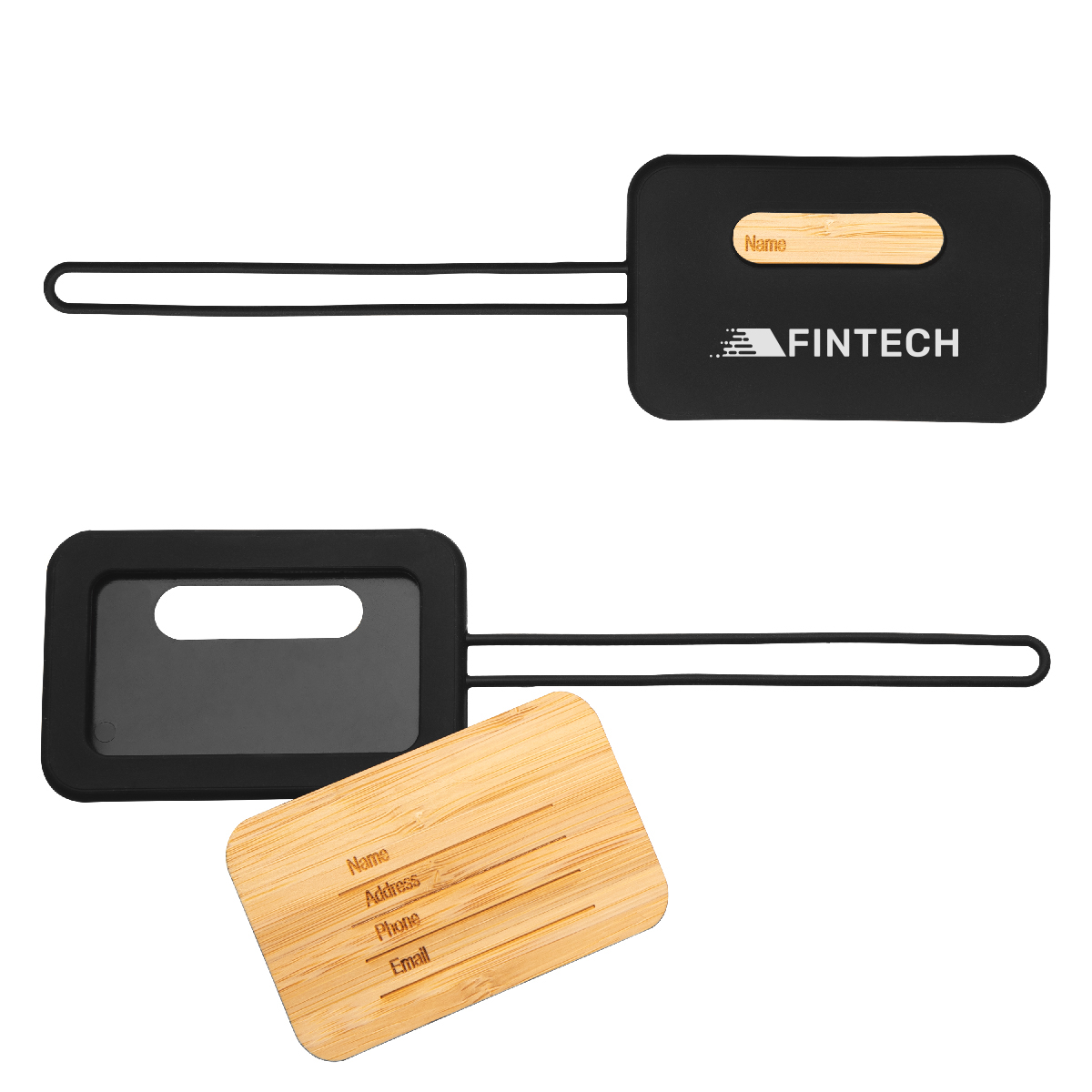 First Class Bamboo & Silicone Luggage Tag 3