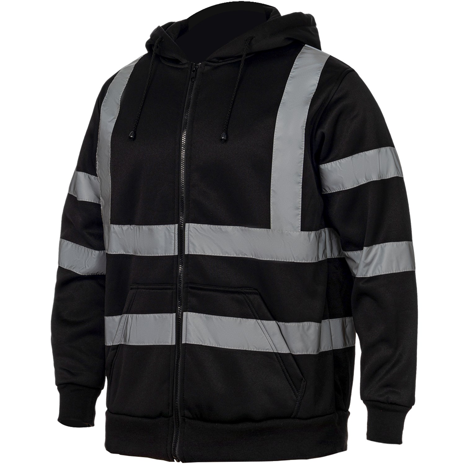 Class 3 Reflective Tape Safety Zipper Hoodie with Kangaroo Pocket 4