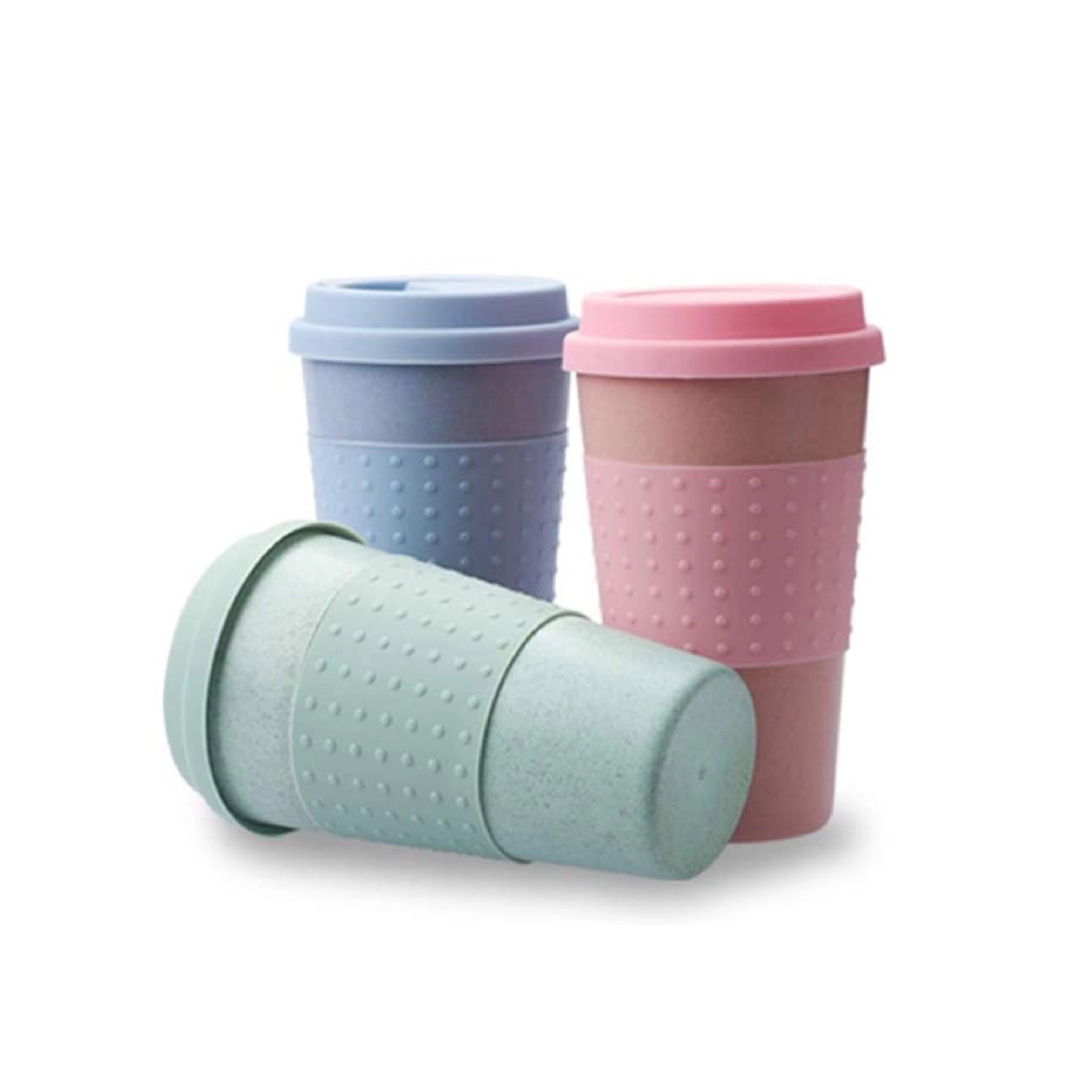 Wheat Straw Coffee Tea Mug with Silicone Lid MOQ 50PCS 4