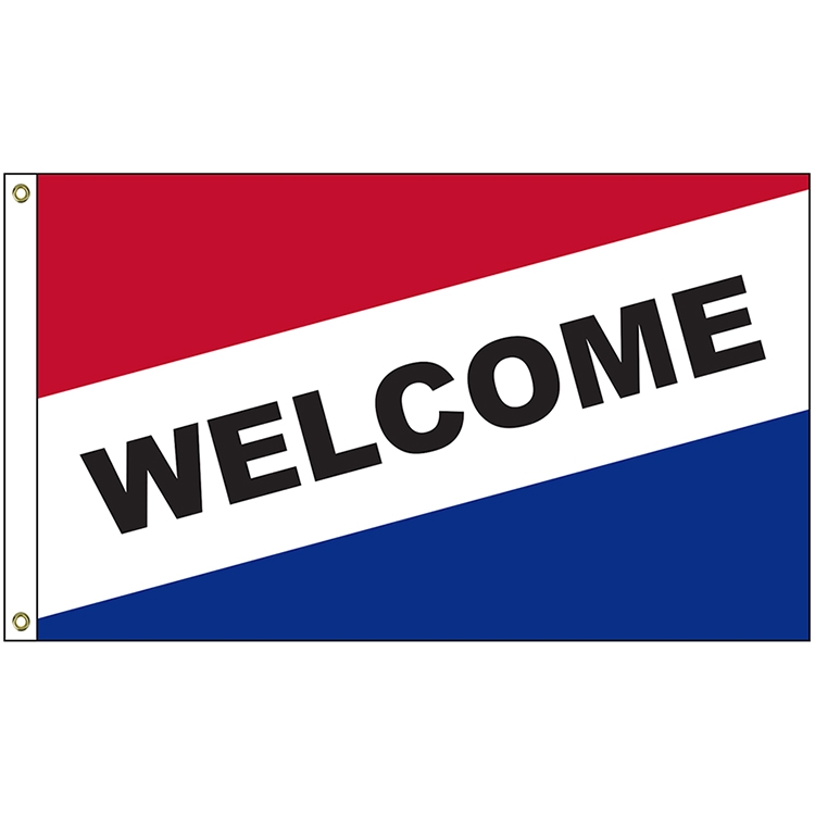 Welcome Diagonal 3' x 5' Message Flag with Heading and Grommets 3