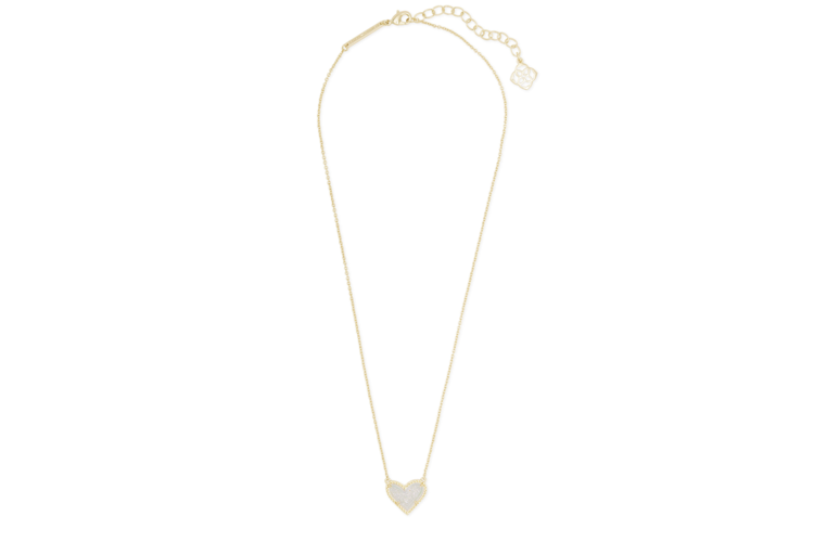 Kendra Scott Ari Heart Gold Pendant Necklace in Iridescent Drusy 2