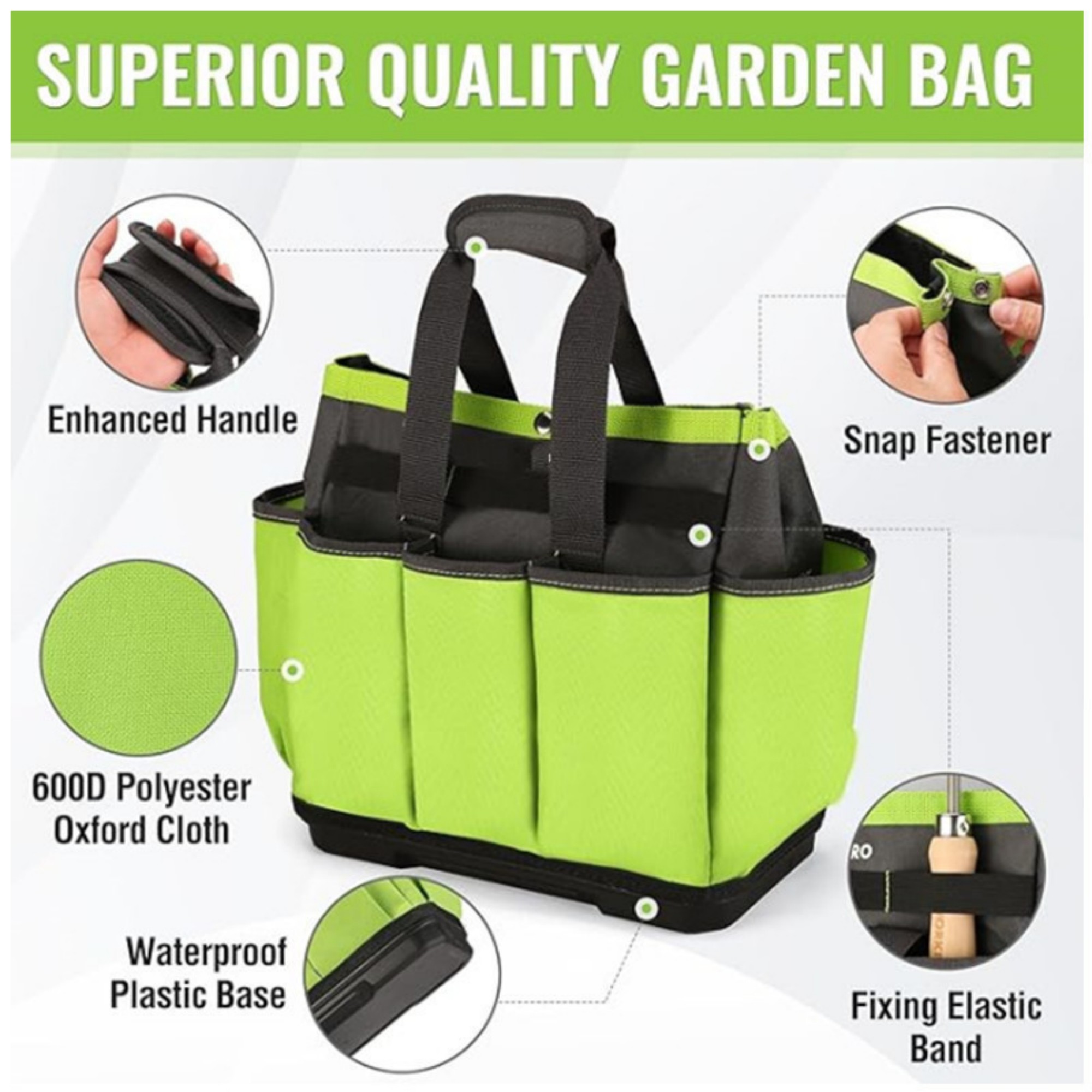 Garden Tool Bag With Waterproof Plastic Base 4