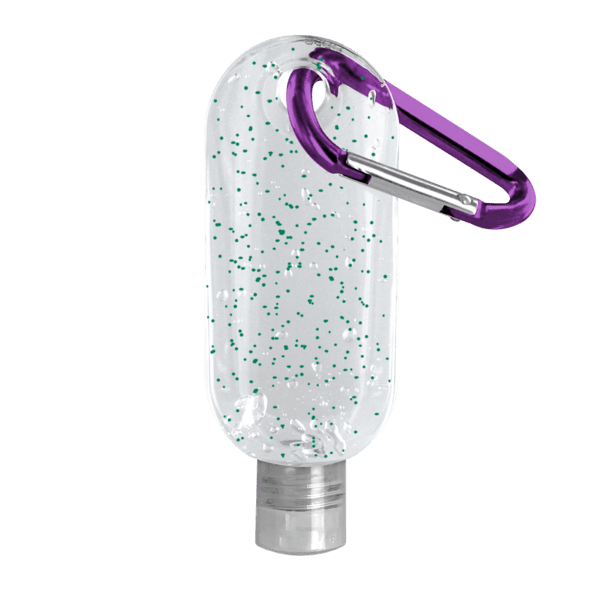 1.9 oz. Single Color Moisture Bead Sanitizer in Clear Bottle with Carabiner 45