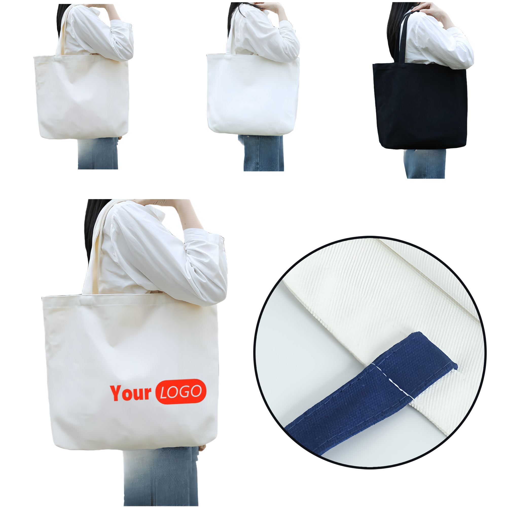 Horizontal Shoulder Canvas Bag, custom tote bag with logo imprint 2