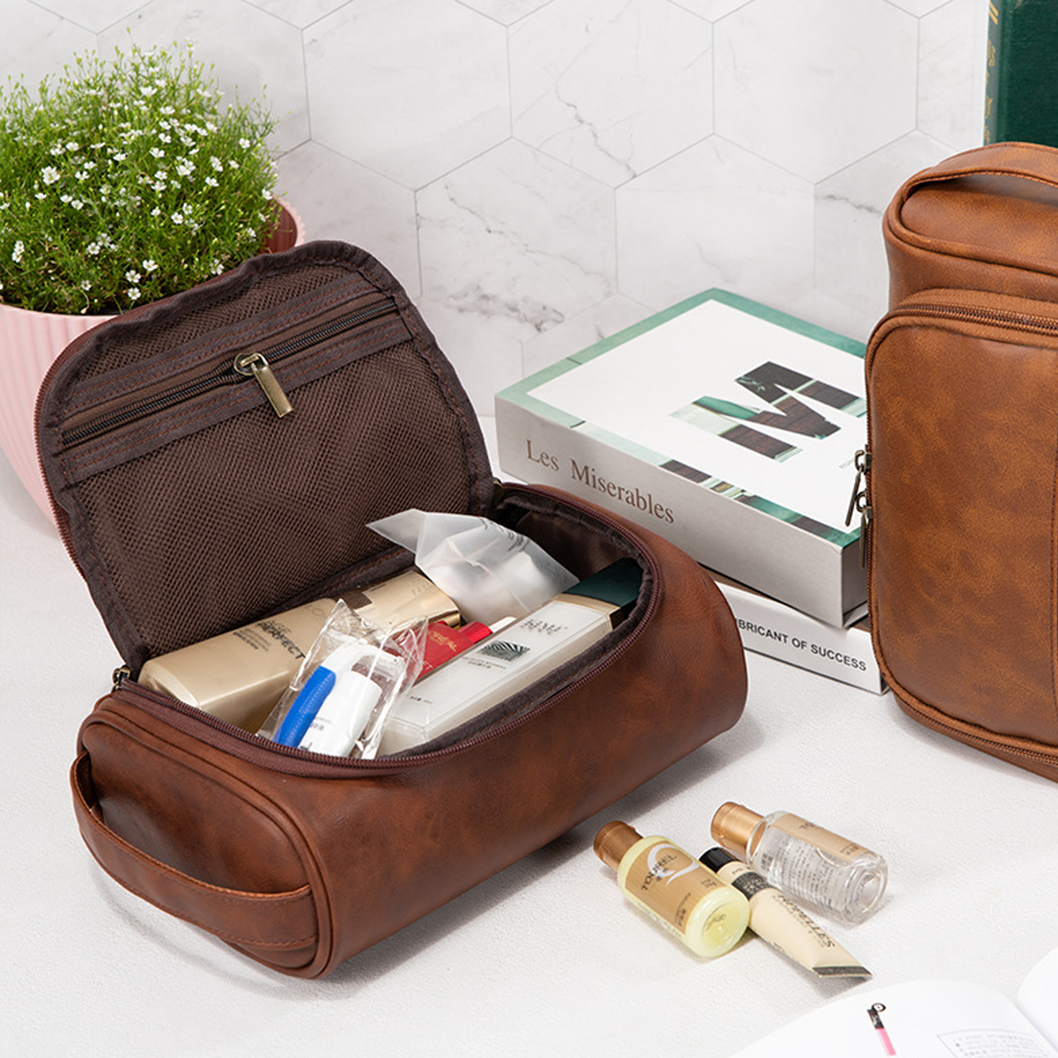 New Portable Pu Leather Makeup Bag Retro 6