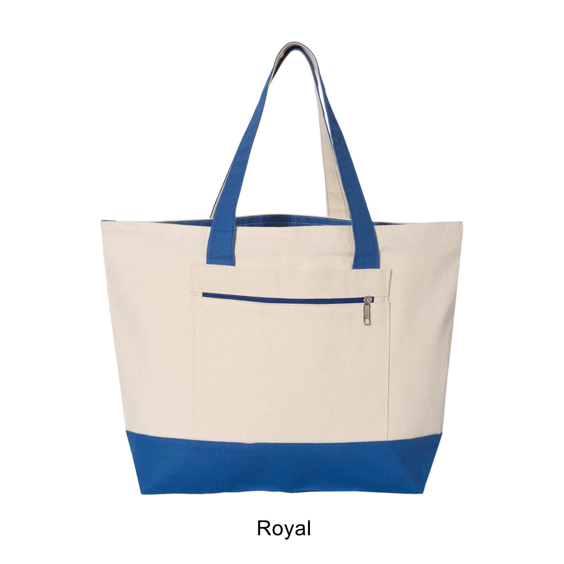 12 oz. Heavy Cotton Canvas Two Tone Zippered Tote Bag-Low MOQ 30 & 9 Colors 12