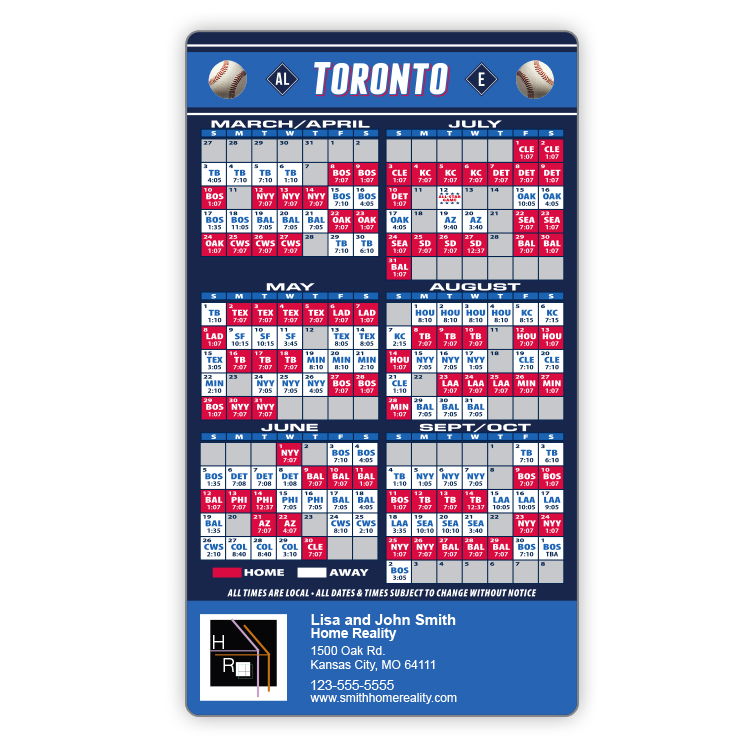 Magnet Sport Schedules - 4x7 Baseball Round Corners - 25 mil. 3