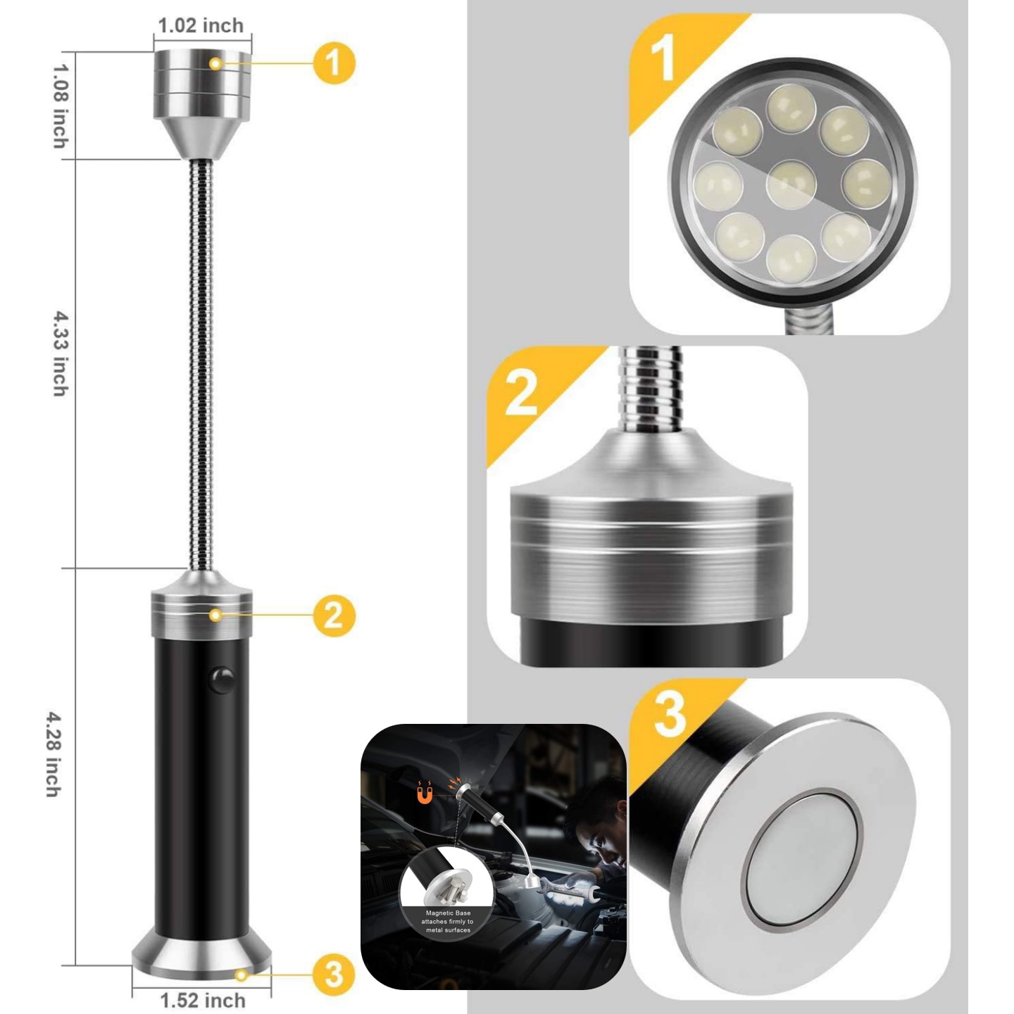 Magnetic Flexible LED flashlight lamp 9
