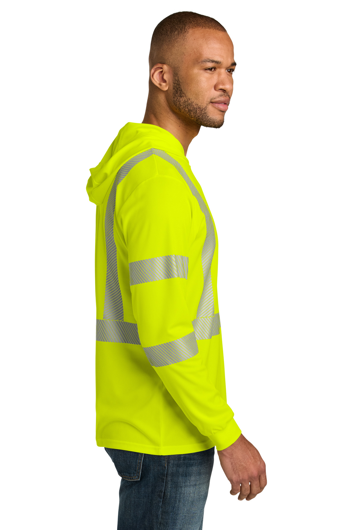 CornerStone ANSI 107 Class 3 Long Sleeve Segmented Tape Hooded Tee CS208 18
