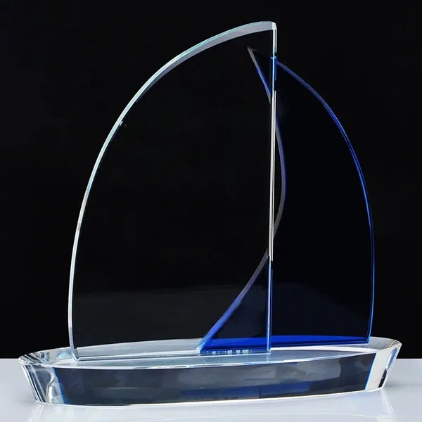 Personalized Sailboat Crystal Award 3