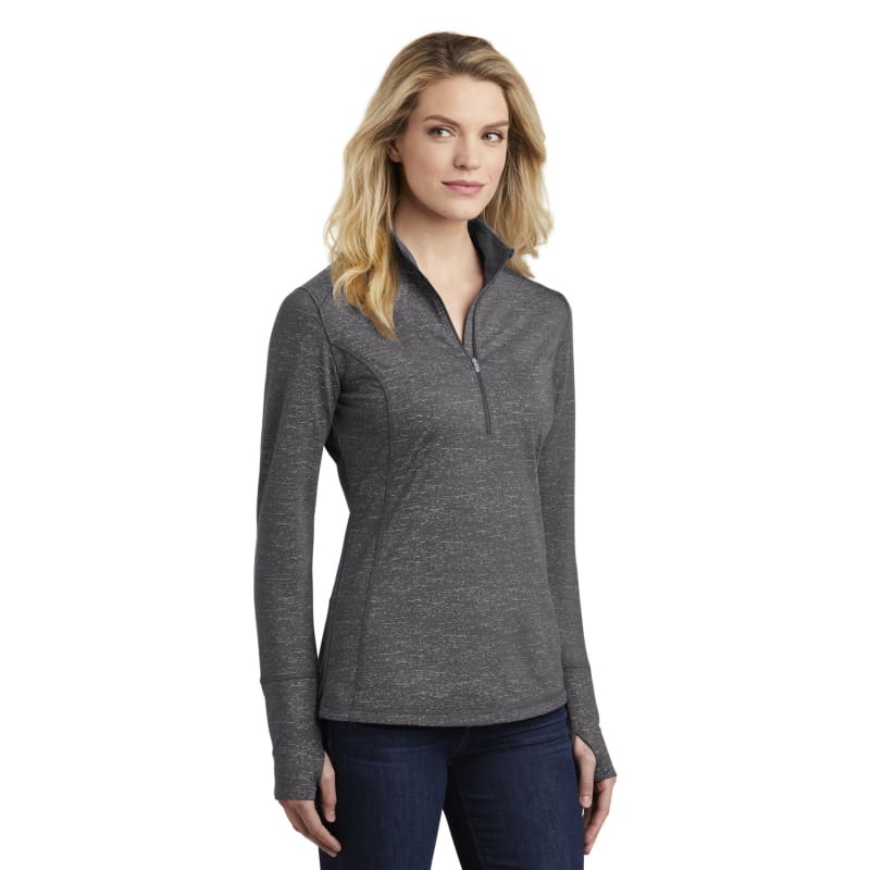 Sport-Tek Women's Sport-Wick Stretch Reflective Heather 1/2-Zip Pullover. 9
