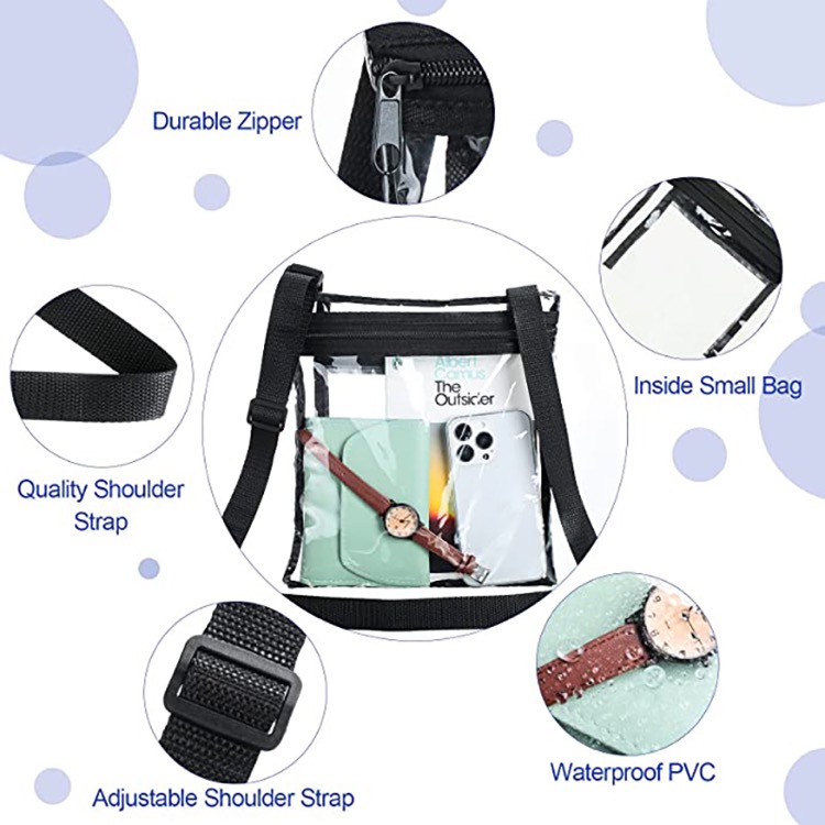 Clear Crossbody Bag Messenger Shoulder Bag w/Adjustable Strap 7