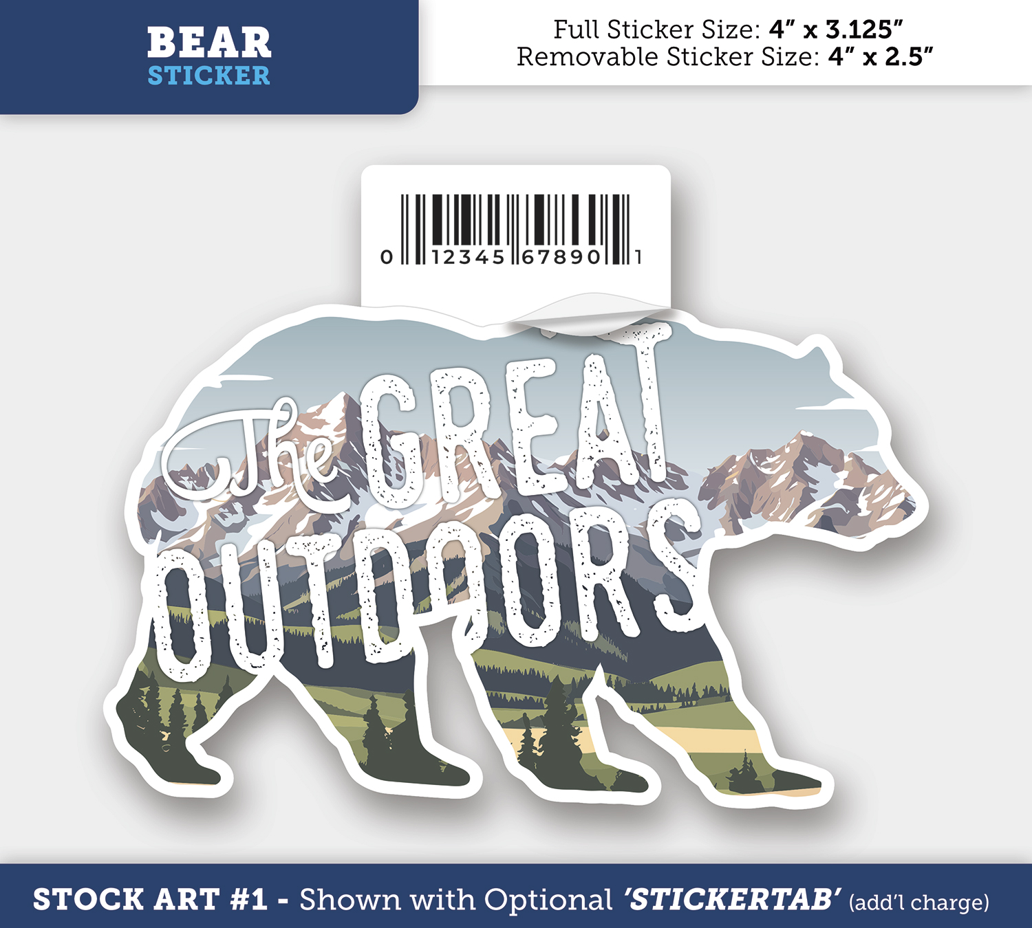 Bear - Removable Writeable Matte Sticker - 4" x 2.5" 2