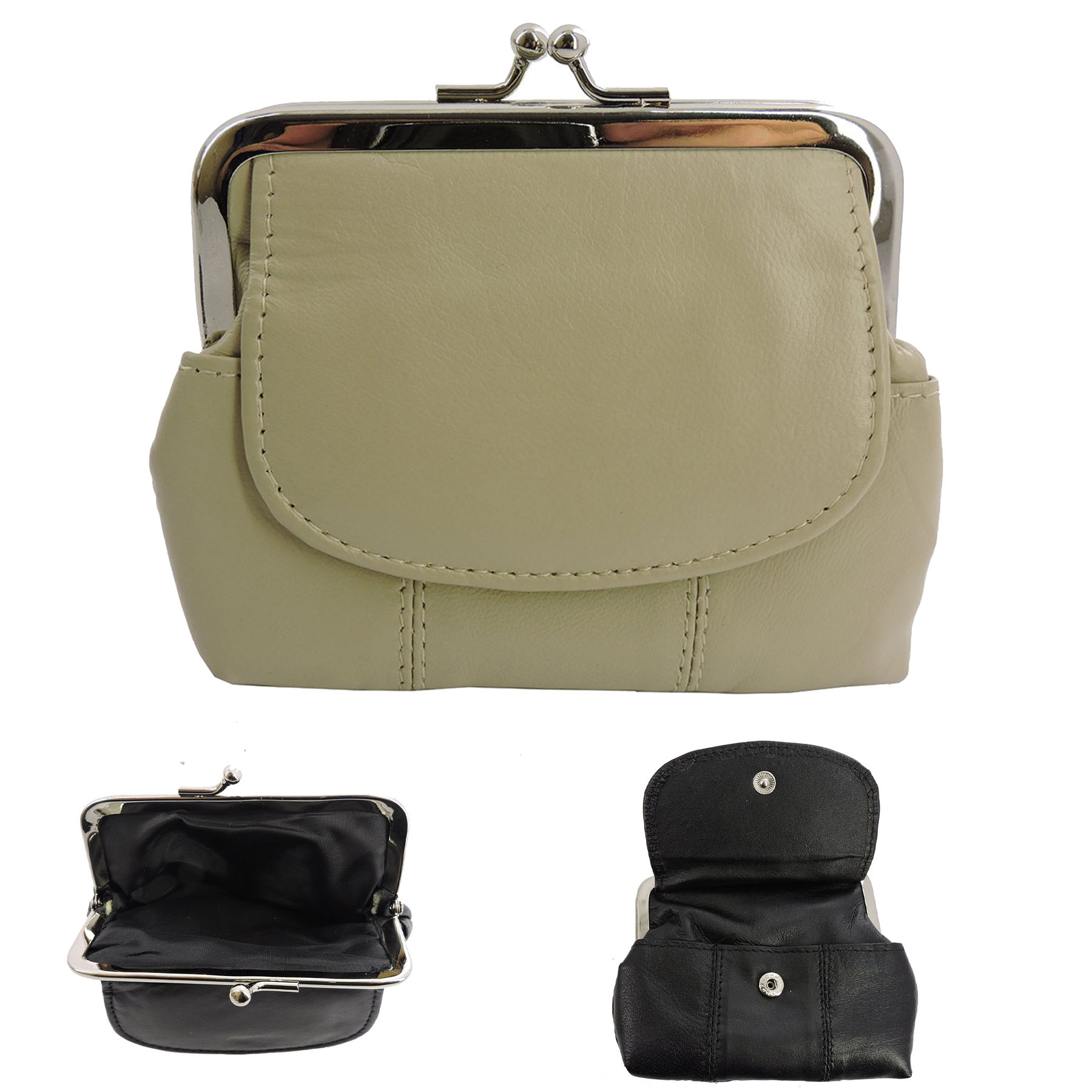 Leather Coin Purse with Kisslock Closure 2