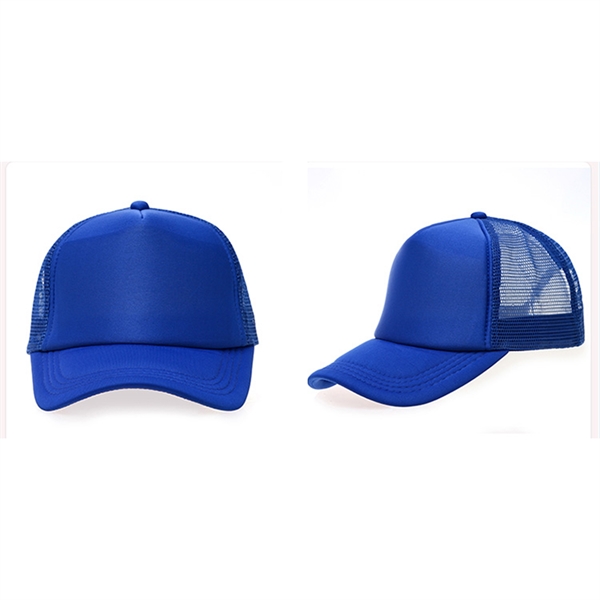 Stock 2-Tone Polyester 5 Panel Mesh Back Cap, Double Row 24