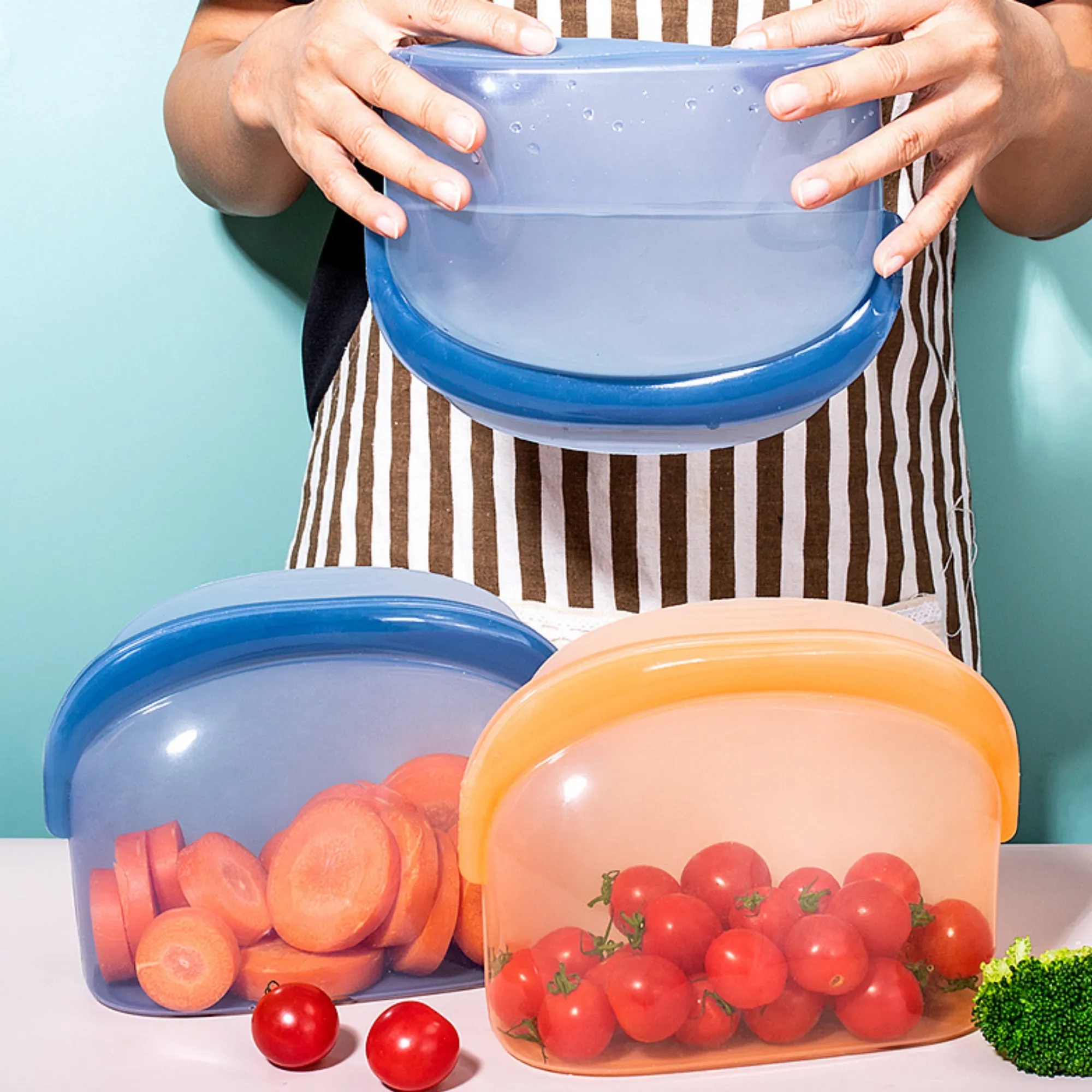 16Oz Reusable Silicone Food Storage Bag Airtight For Freezer 4
