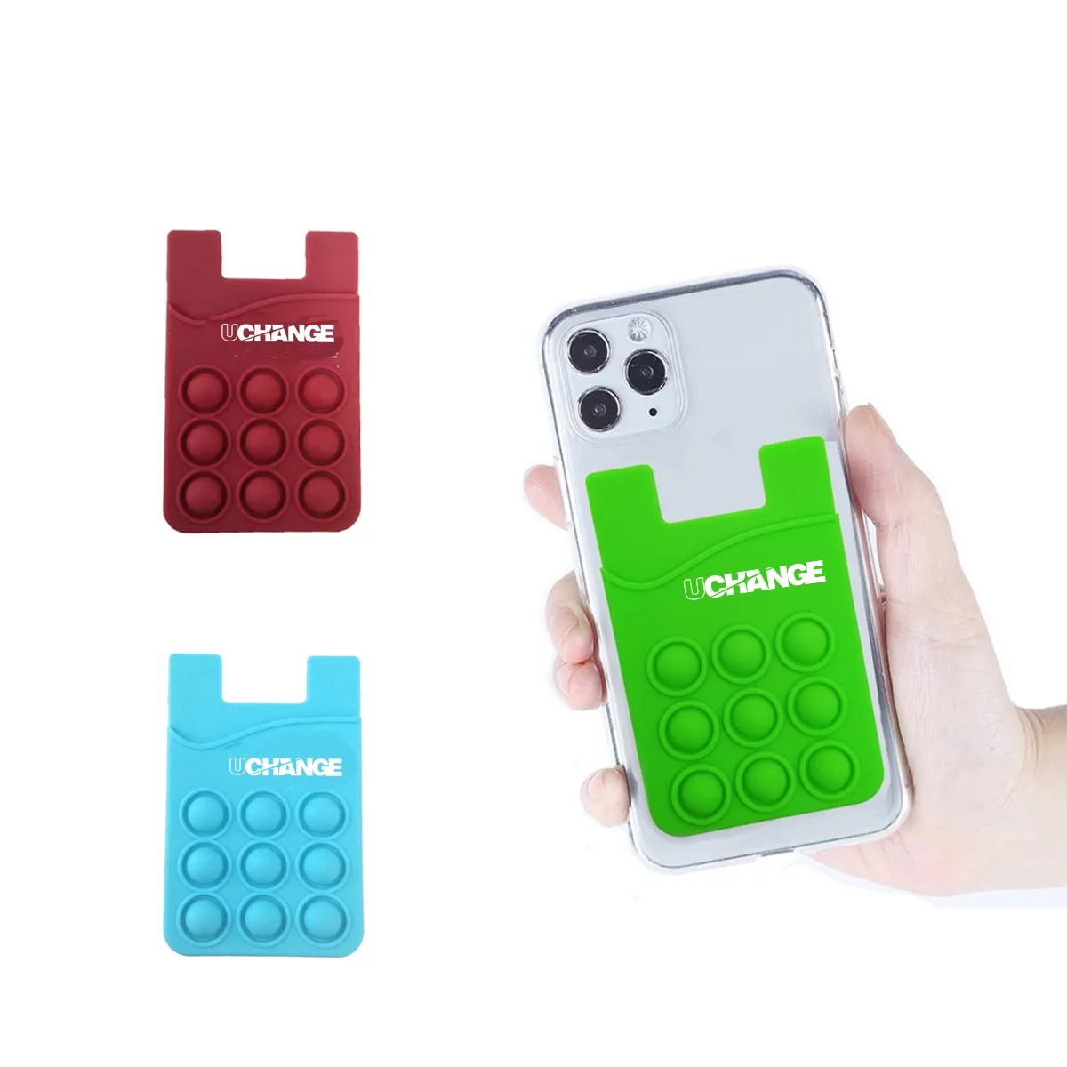Silicone Bubble Pop Phone Wallet Adhesive Card Holder 2