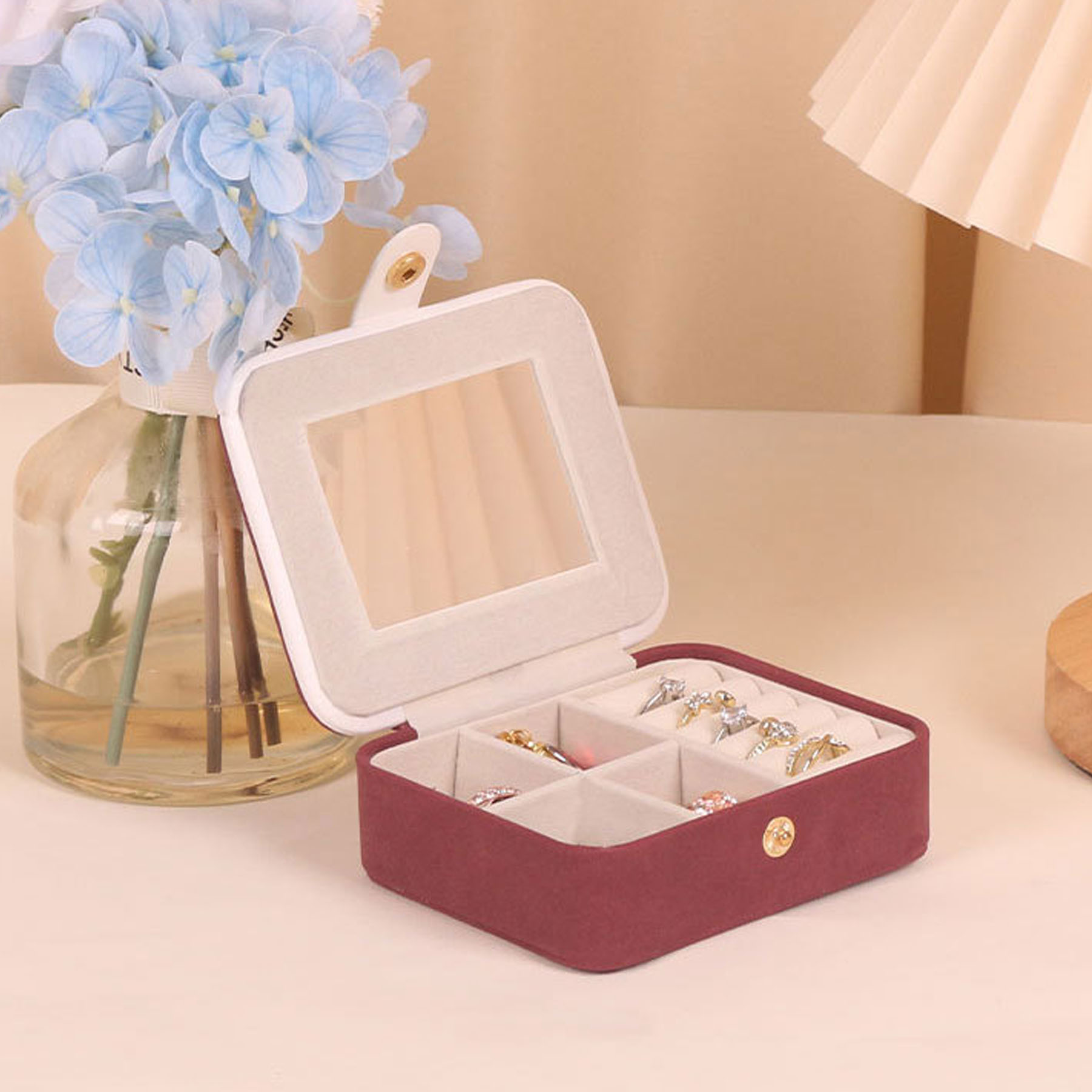Mini Portable Jewelry Box with Mirror 3