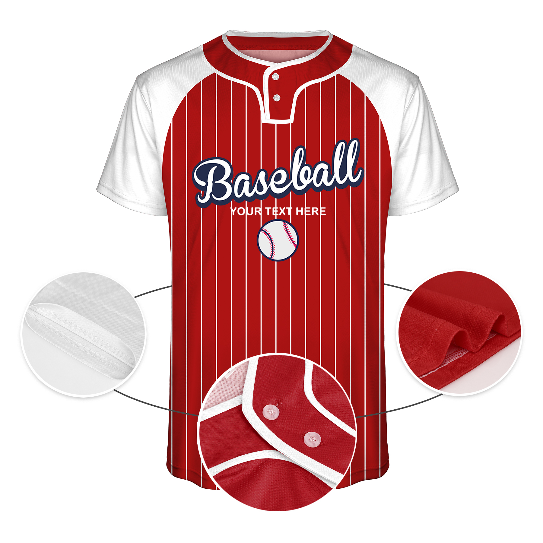 Custom 2-Button Front Baseball Jersey (Full Color Dye Sublimated) 1
