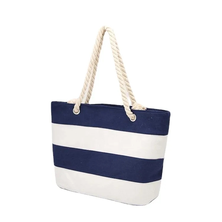 Canvas Beach Tote Bag with Zipper, custom tote bag with logo imprint 3