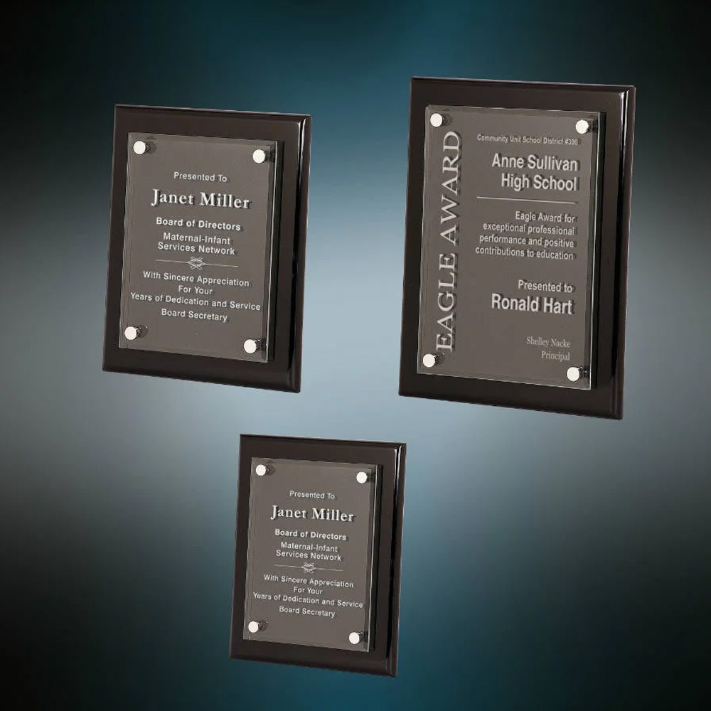 BLACK PIANO FINISH FLOATING ACRYLIC PLAQUE (SMALL) 1