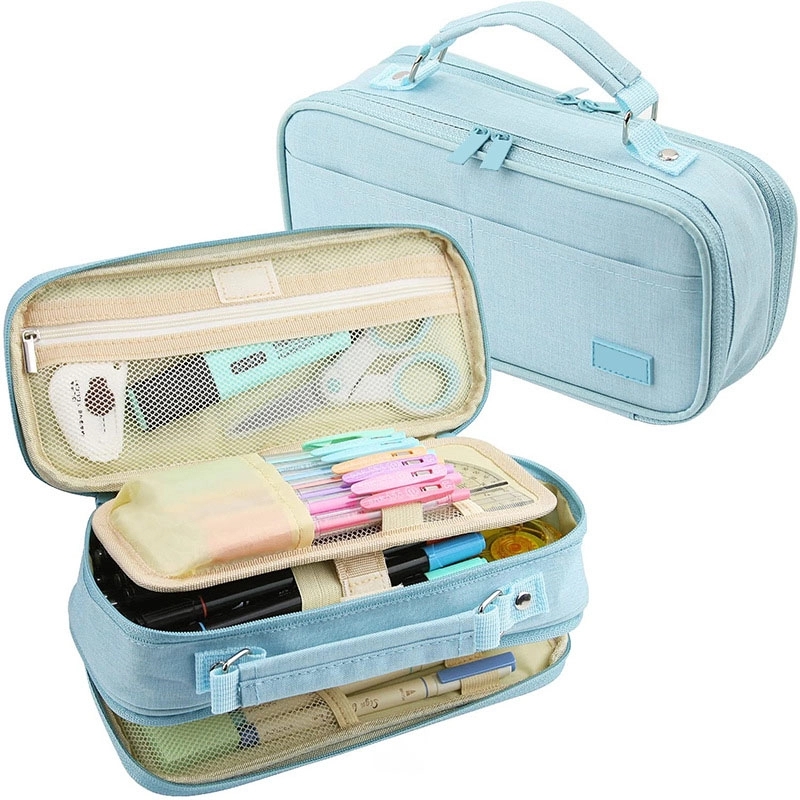 Large Capacity Pencil Case Double Zipper Storage Bag 3