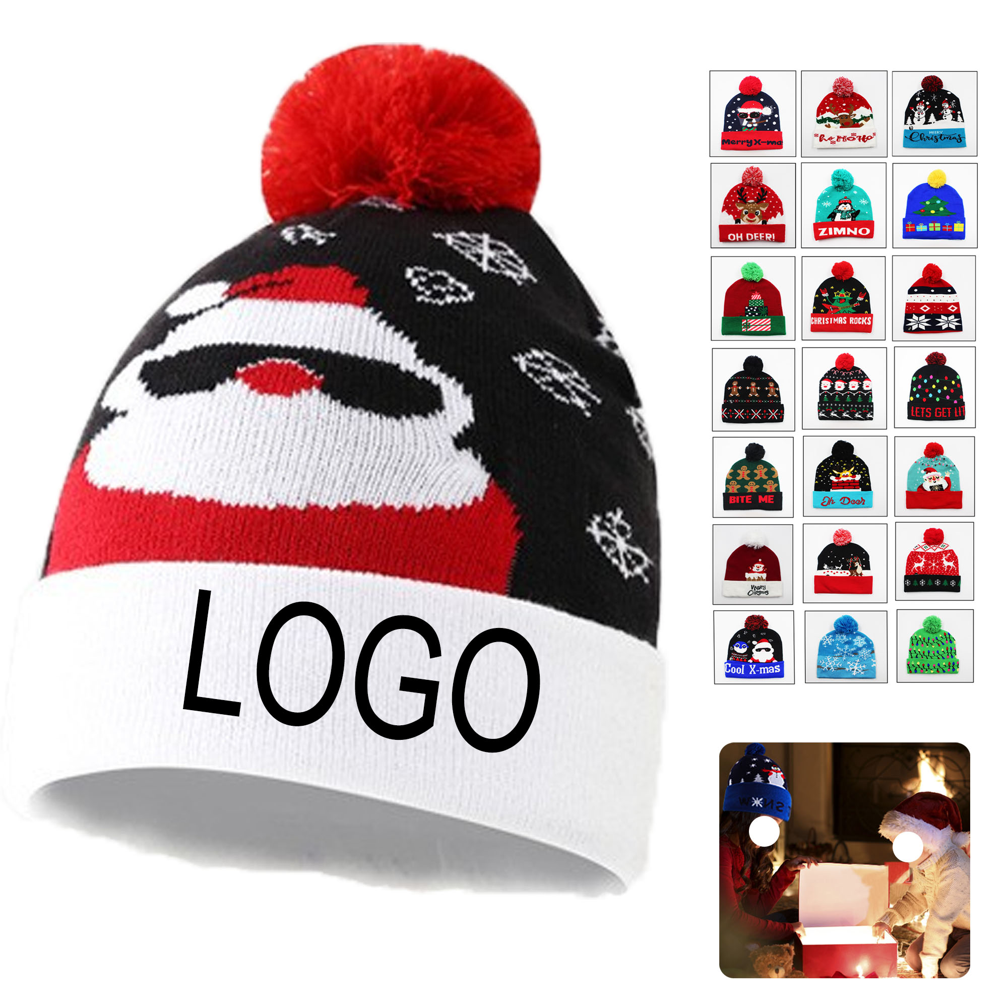 LED Christmas Beanie Light Up Knit Winter Hat 3