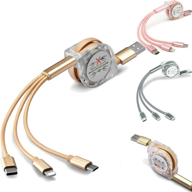 Promotional 3 in 1 Reel Charging Cable 5