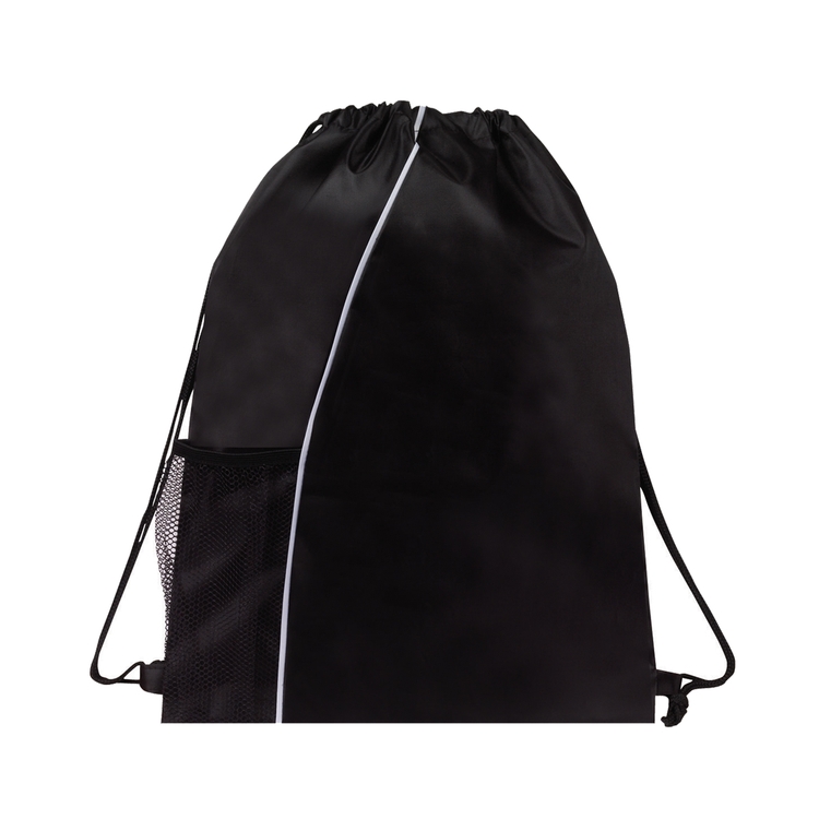 210D Drawstring Backpack with Front Elastic Mesh Pocket (Bag, Backpack) 2