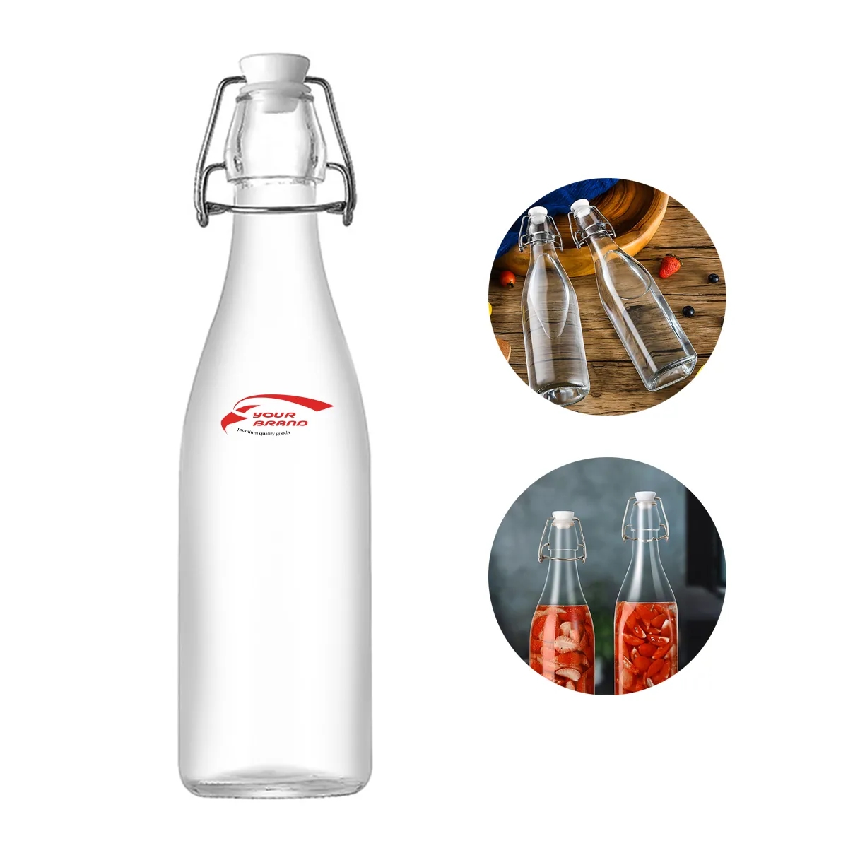 17OZ. Transparent Glass Beverage Beer Wine Fruit Bottle 7