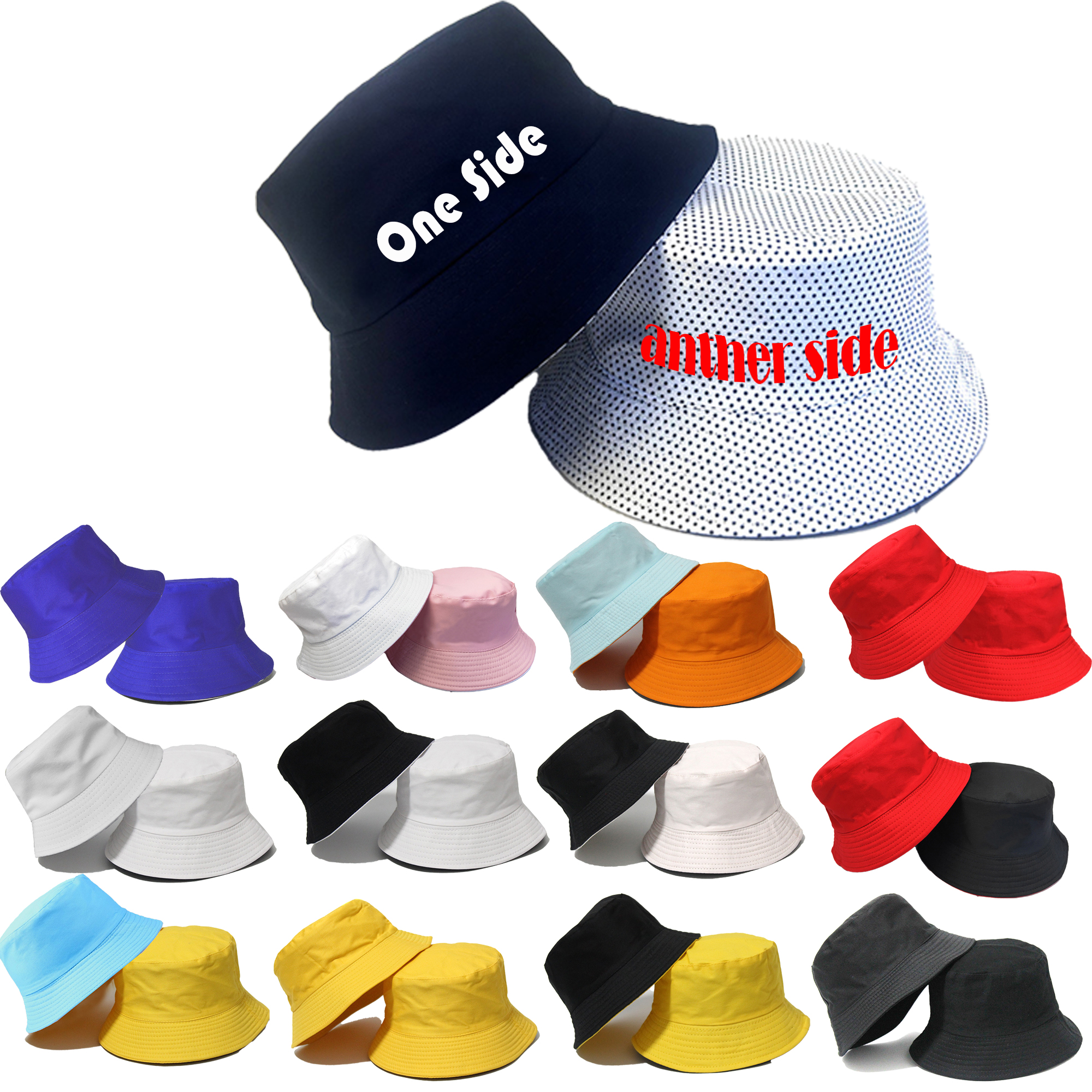 100% Cotton Double-sided Available Foldable Bucket Hat 1