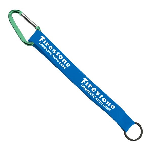 3/4" Sewn Polyester Keychain with Metal Split-Ring and Carabiner 125