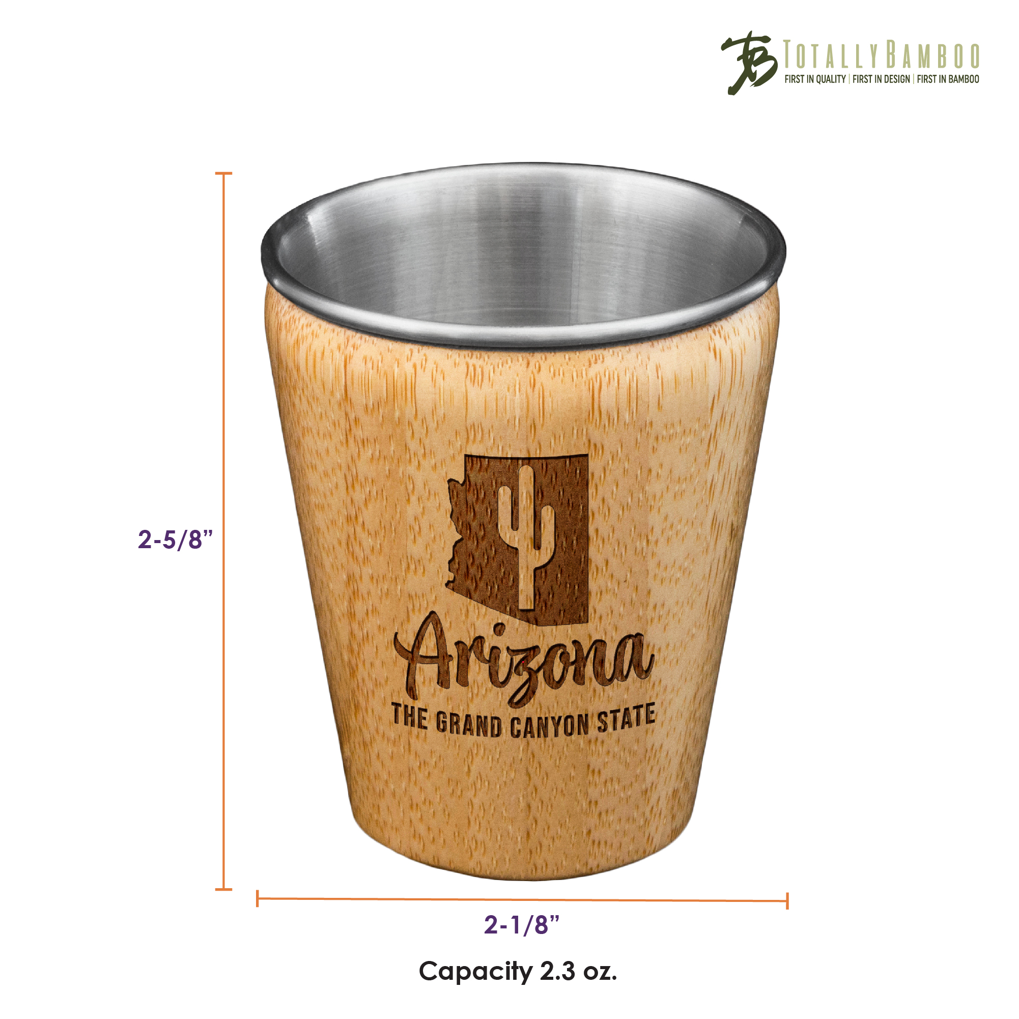 Arizona State Bamboo and Stainless Steel Shot Glass 4